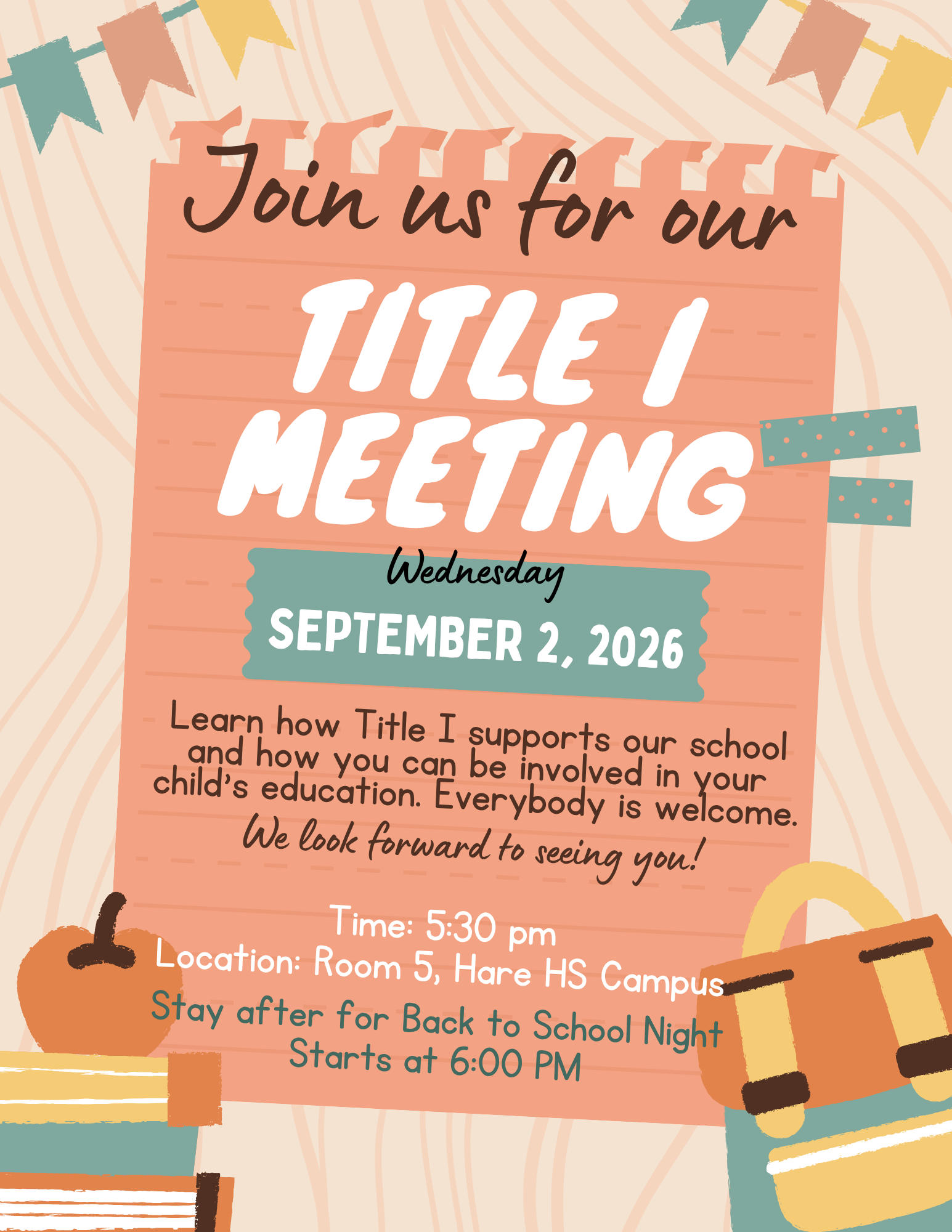 Title I Meeting - Wednesday, September 2nd at 5:30p - article thumnail image